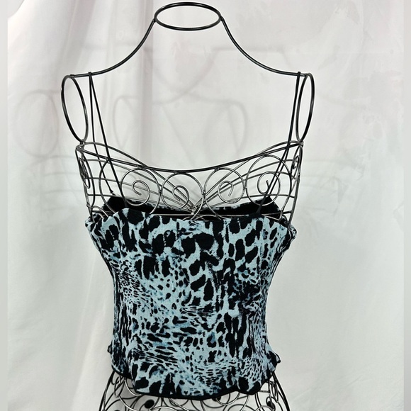 reformation blue animal print cropped spaghetti strap tank size L - Picture 6 of 9
